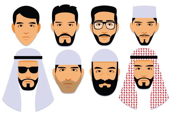 Set Of Different Middle Eastern Men — Stock Vector