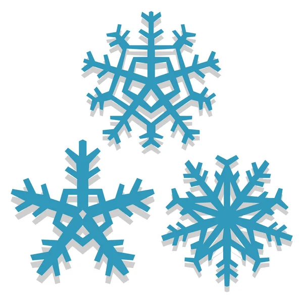 Christmas Cartoon Snowflakes On White Background — Stock Vector