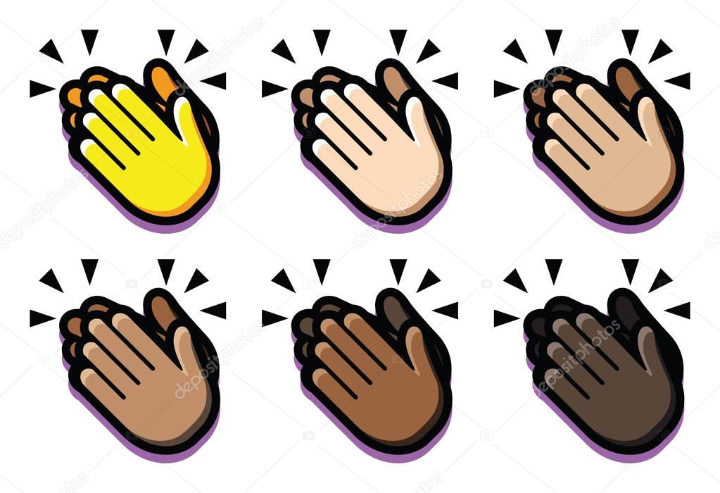 Set Of Clapping Hands Isolated On White Background