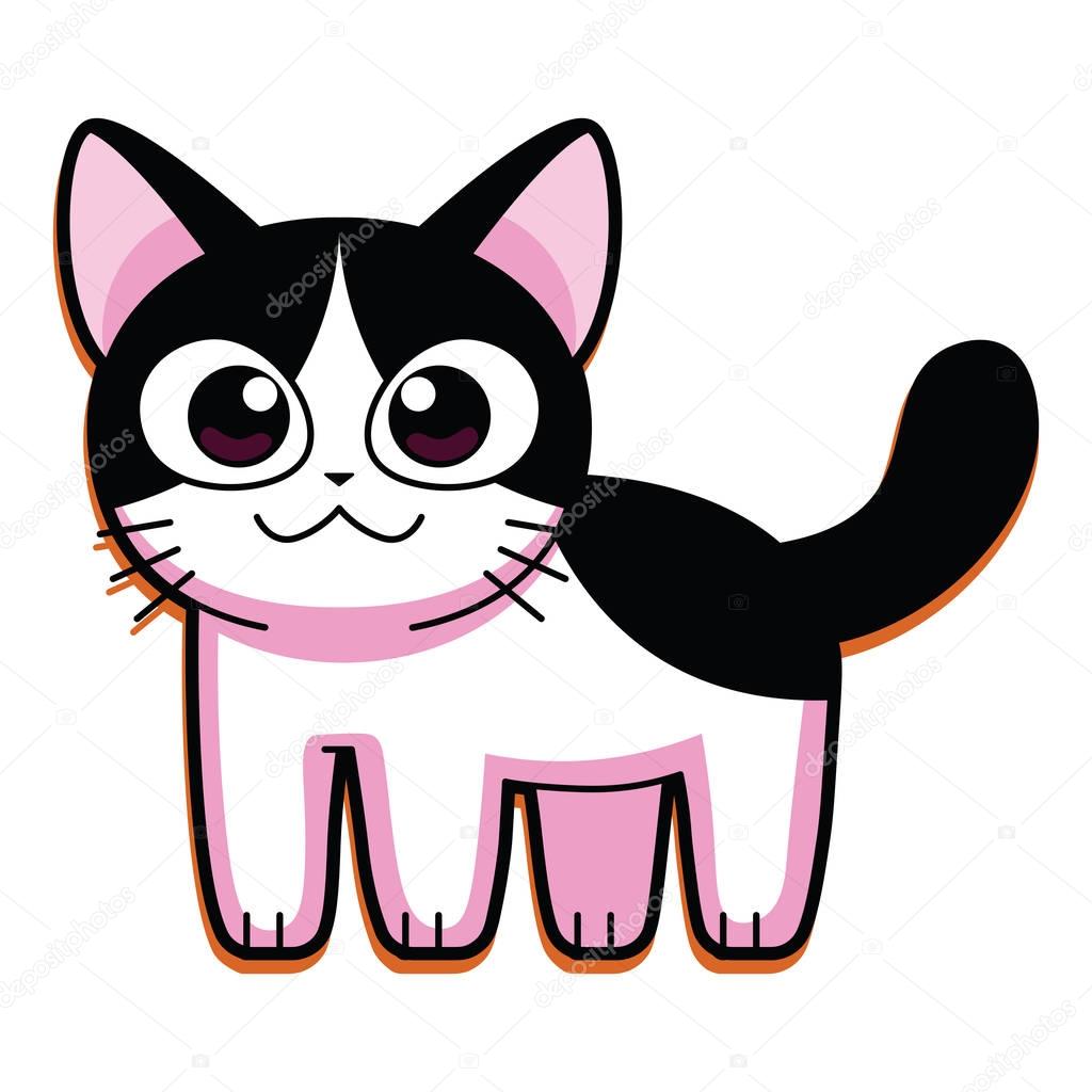 Lindo gato de dibujos animados aislado sobre fondo blanco — Vector de
