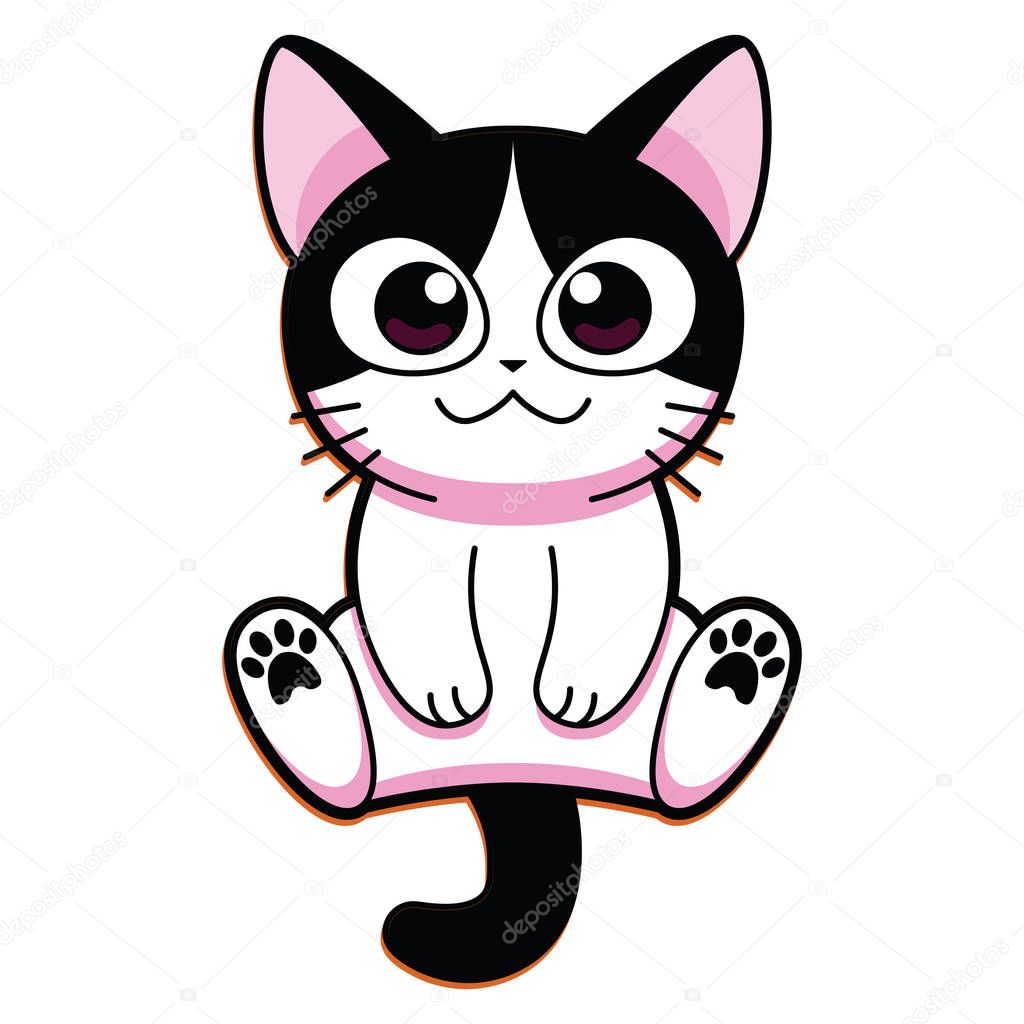 Lindo Gato De Dibujos Animados Aislado Sobre Fondo Blanco Vector De Images