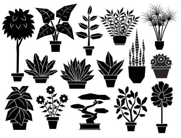 Set Cartoon planten geïsoleerd op witte achtergrond — Stockvector