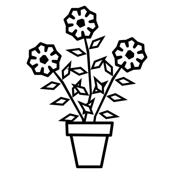 白い背景に分離された漫画盆栽 — ストックベクタ