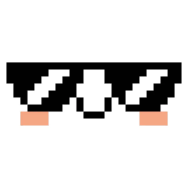 Pixel Cartoon gezicht met zonnebril — Stockvector