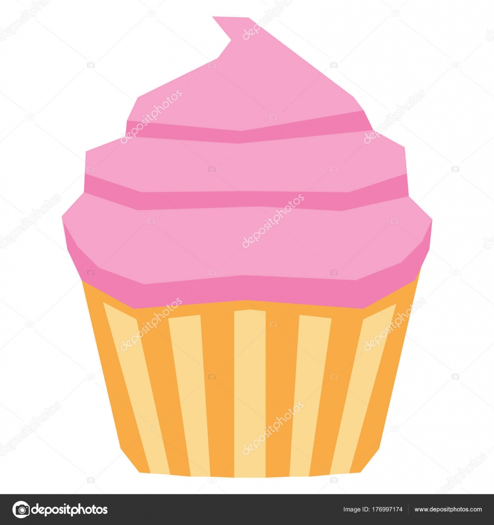 Cartoon Cupcake Isolated On White Background Stock Vector