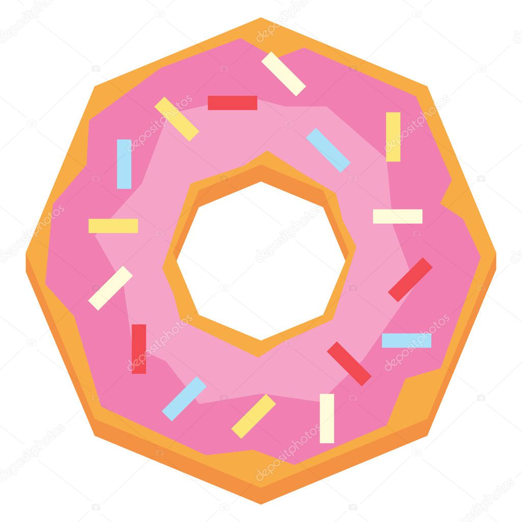 Cartoon Donut Isolated On White Background