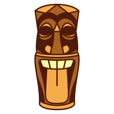 Beyaz arka plan üzerinde izole karikatür Tiki Idol