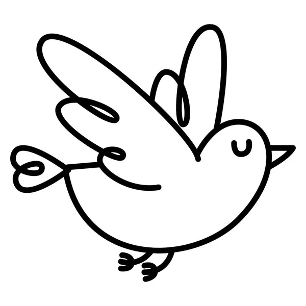 Dibujos animados lindo pájaro aislado sobre fondo blanco — Vector de stock