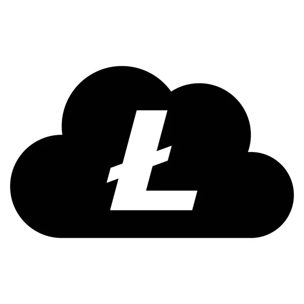Icône Litecoin sur nuage isolé sur fond blanc — Image vectorielle