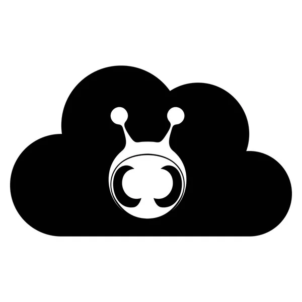 Antshare icono en la nube aislado sobre fondo blanco — Vector de stock