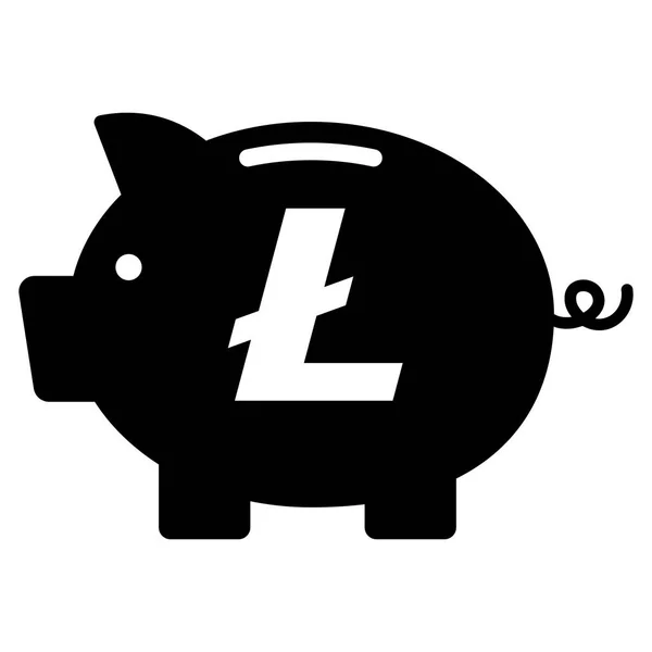 Icône Litecoin Sur Piggy Bank Isolé — Image vectorielle