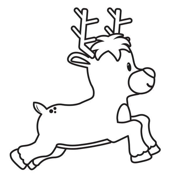 Cartone animato renne carino isolato — Vettoriale Stock
