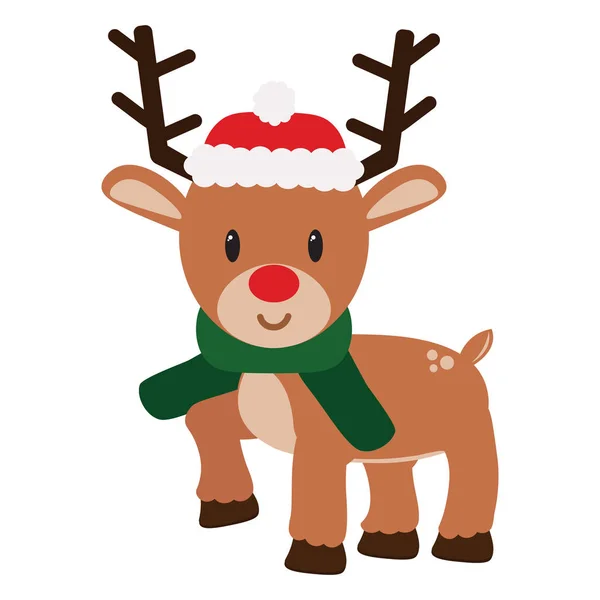 Cartoon cute reindeer isolated — Stock Vector