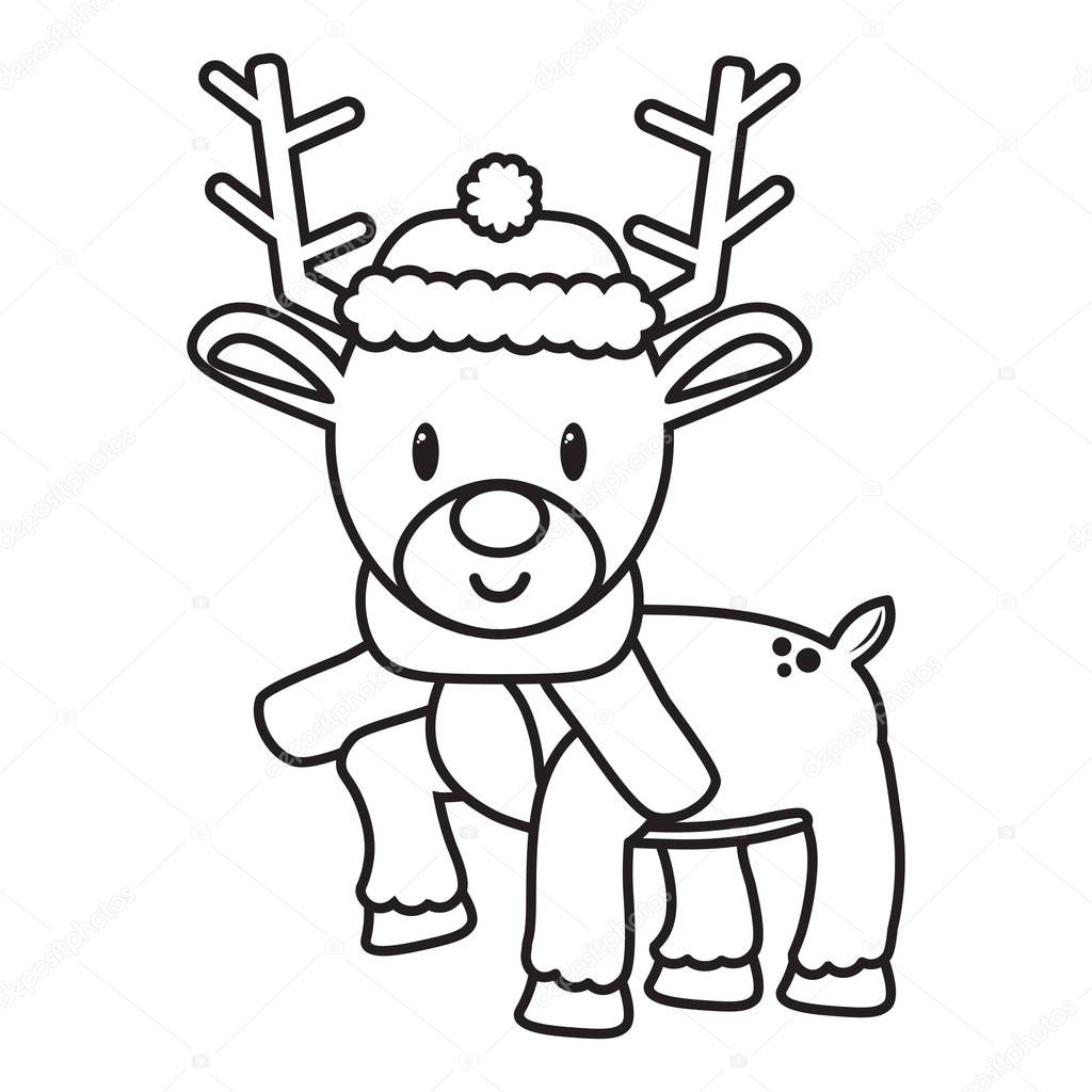 cartoon cute reindeer isolated