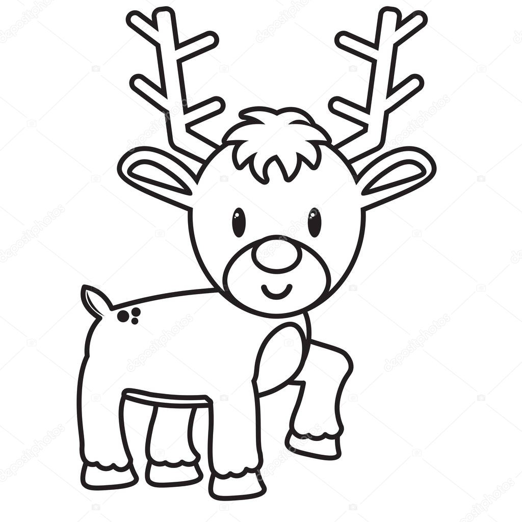 cartoon cute reindeer isolated