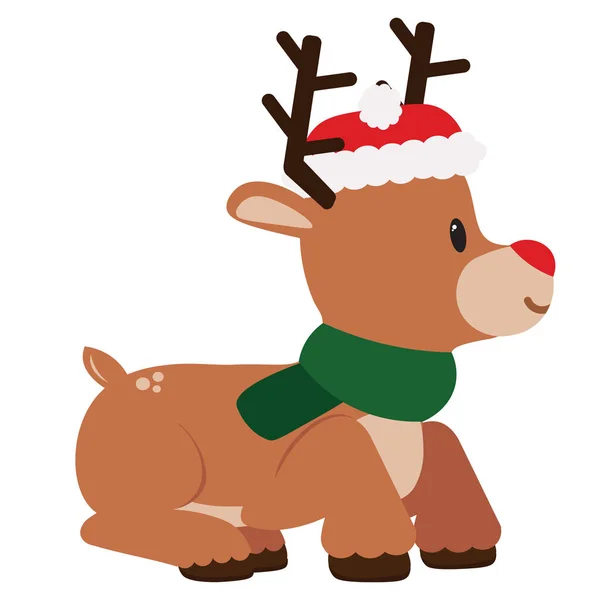 Vector cartoon cute reindeer isolated — Stock Vector