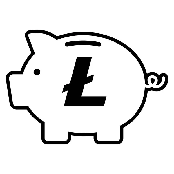 Icône Litecoin Sur Piggy Bank Isolé — Image vectorielle