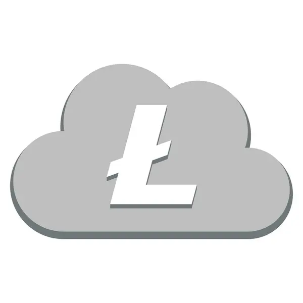 Icône Litecoin sur nuage isolé sur fond blanc — Image vectorielle