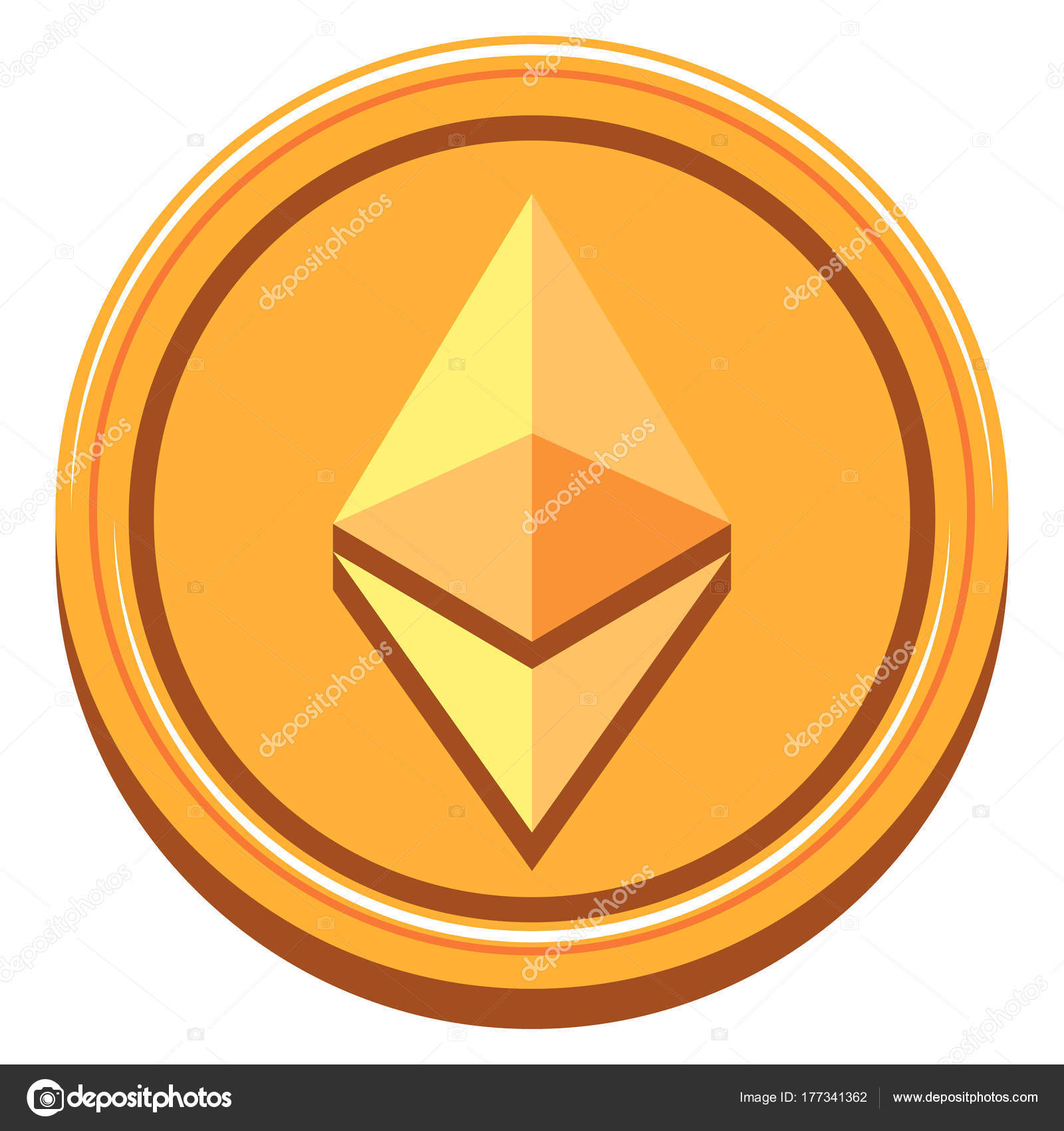 Ethereum Icon On Golden Coin Isolated Vector Image By C Aratehortua Vector Stock