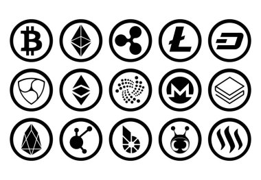 İzole sikkelerinde Cryptocurrency simgeler kümesi