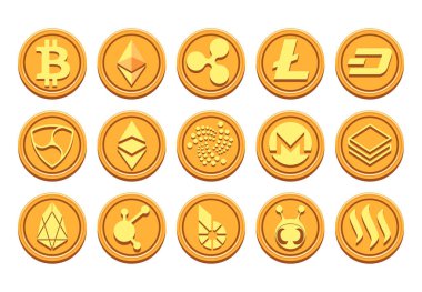 İzole sikkelerinde Cryptocurrency simgeler kümesi