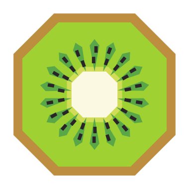 Vektör karikatür kivi dilim beyaz arka plan üzerinde izole