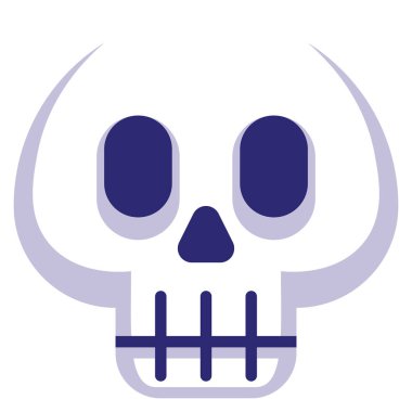 Beyaz arka plan üzerinde izole karikatür kafatası Emoji