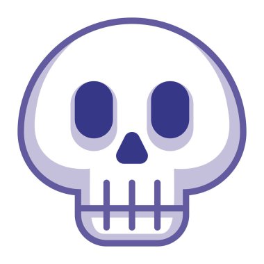 Beyaz arka plan üzerinde izole karikatür kafatası Emoji