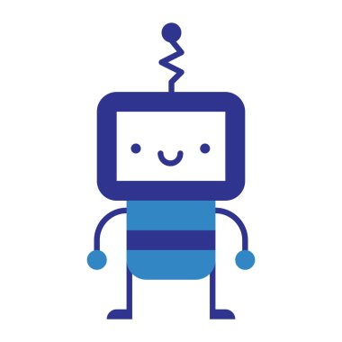 çizgi film robotu beyaz arkaplanda izole edildi