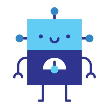 çizgi film robotu beyaz arkaplanda izole edildi