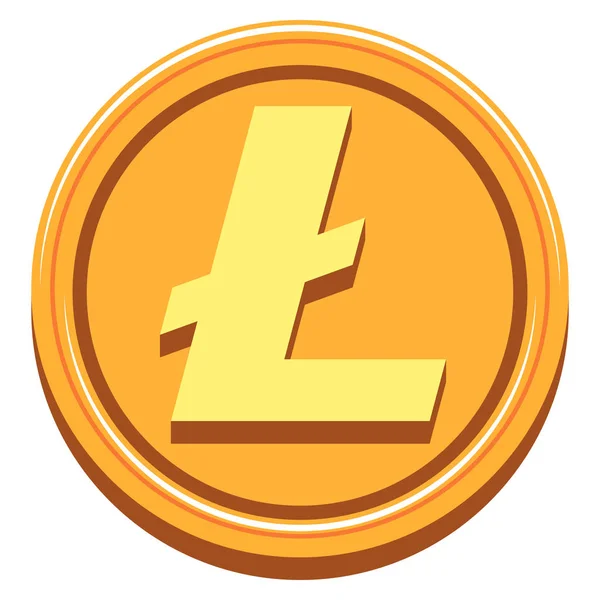 分離された黄金のコインの Litecoin アイコン — ストックベクタ