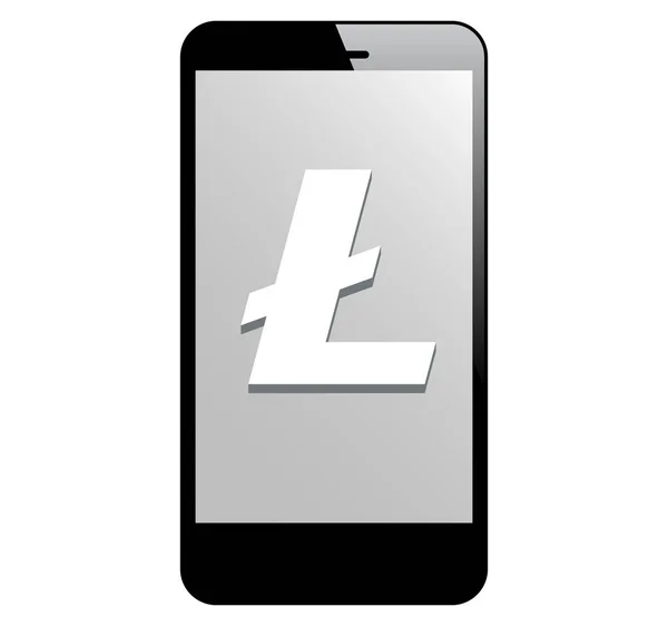 Litecoin Sur écran Smathphone Isolé — Image vectorielle