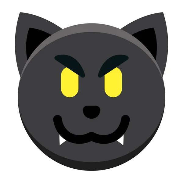 Cartoon Black Cat Emoji Isolated On White Background — Stock Vector