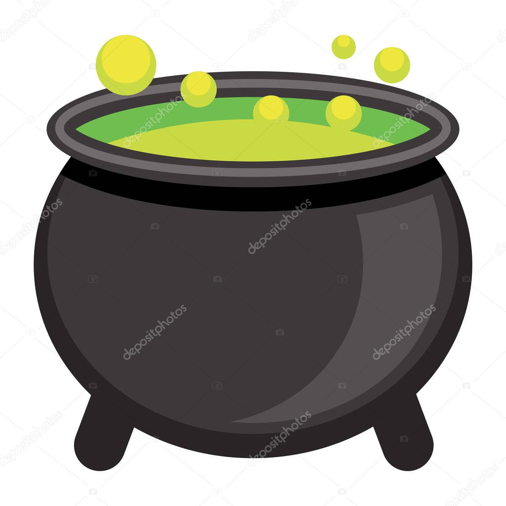 Vector Cartoon Cauldron Icon Isolated On White Background