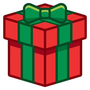 Beyaz arka plan üzerinde izole karikatür hediye kutusu