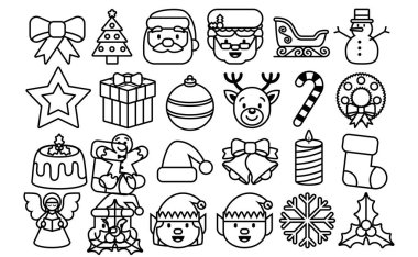 Set Of Christmas Emojis Isolated On White Background clipart