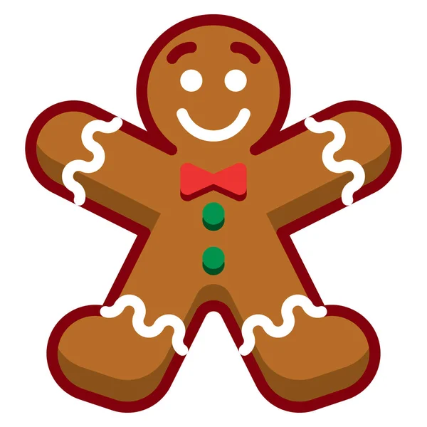 Cartoon Gingerbread Man Isolated On White Background — Stock Vector