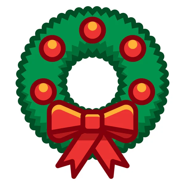 Cartoon Christmas Wreath Isolated On White Background — Stock Vector