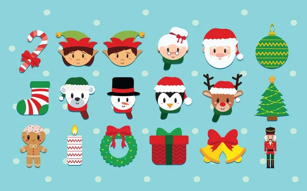 sevimli Noel izole ayarla çizgi film