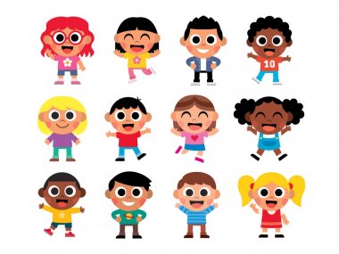 İzole karikatür şirin çocuk