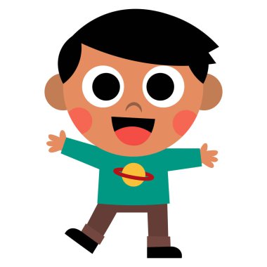 İzole karikatür şirin çocuk