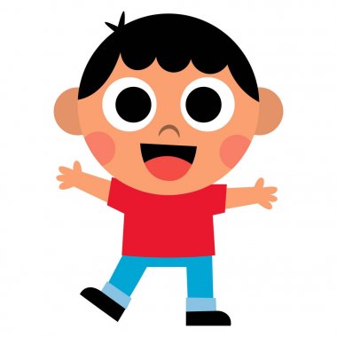 İzole karikatür şirin çocuk