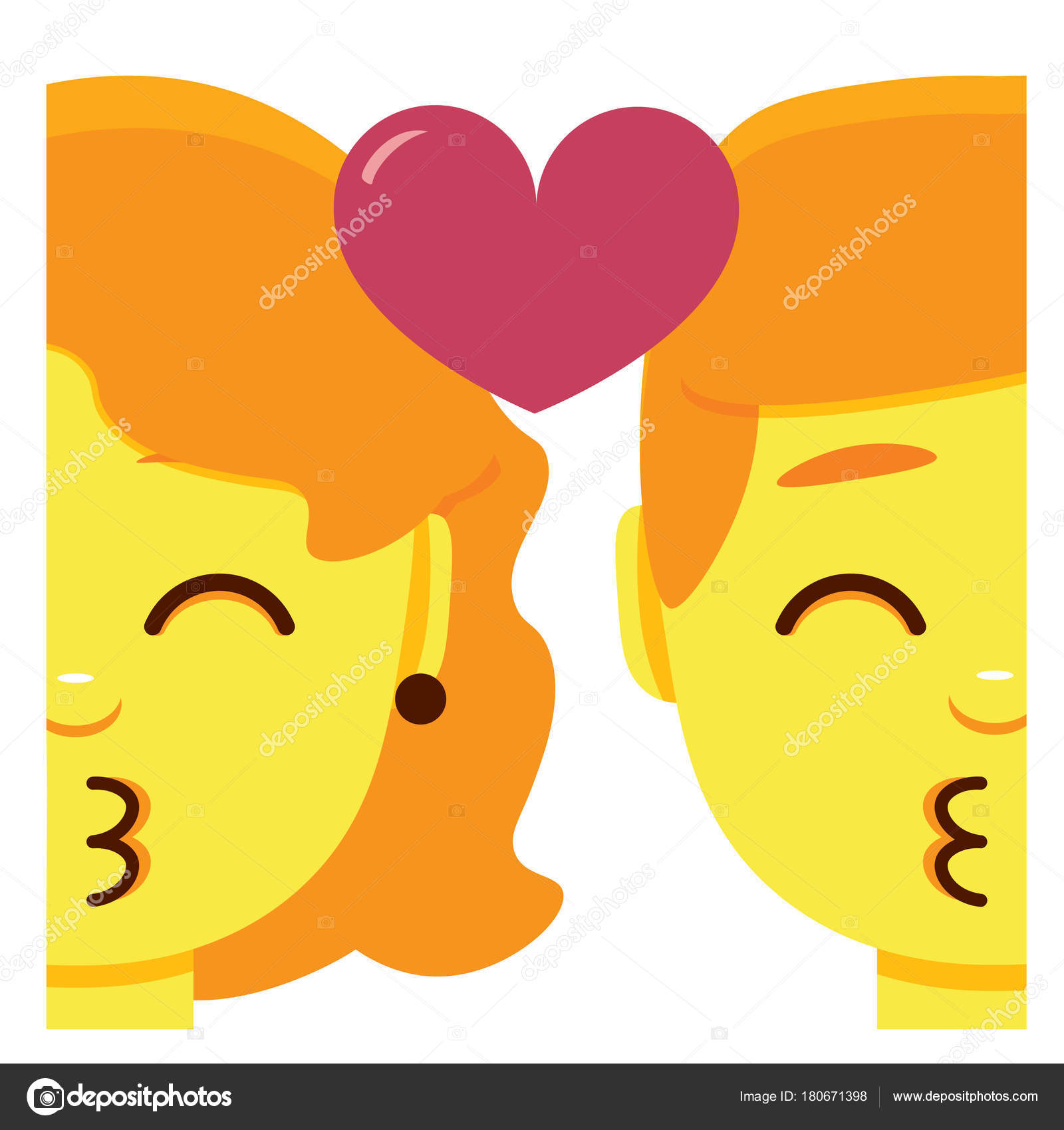 Vector Cute Kawaii Emoji Kissing Colorful Isolated Kawaii Color Cute