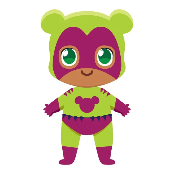 Lindo kawaii niño superhéroe colorido aislado — Archivo Imágenes Vectoriales