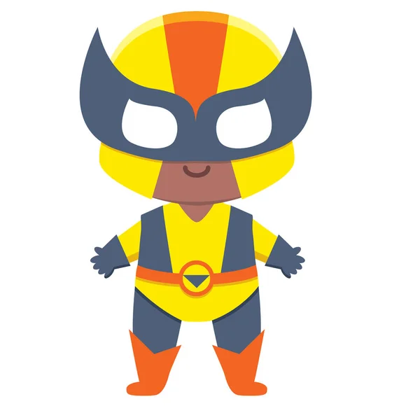 Anak laki-laki kawaii lucu superhero penuh warna terisolasi - Stok Vektor