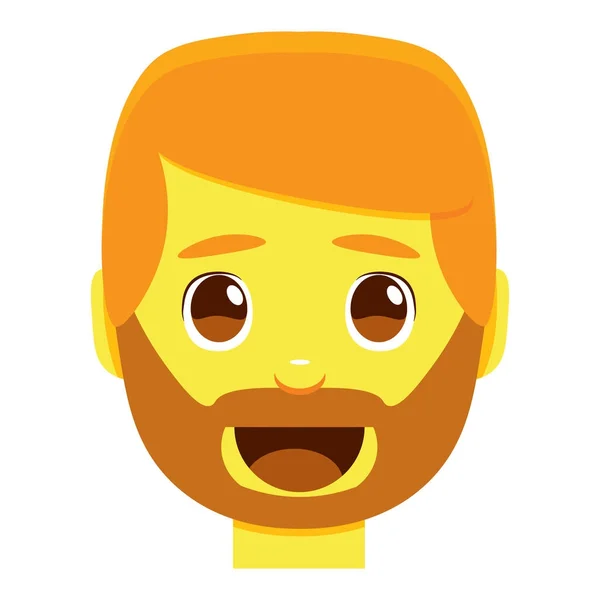 Roztomilý kawaii muž emoji, barevné, samostatný — Stockový vektor