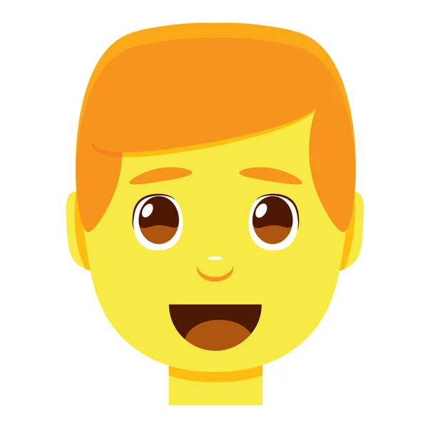 Söt kawaii mannen emoji färgglada isolerade — Stock vektor