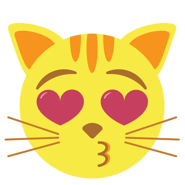 Cute kawaii cat emoji kissing colorful isolated — Stock Vector