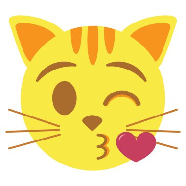 şirin kawaii kedi emoji izole bir öpücük renkli üfleme