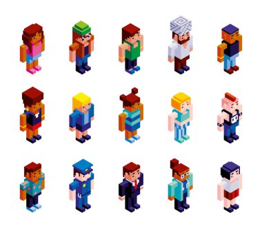 Farklı Düşük Düzlemli Karakterlerin Vektör Kümesi